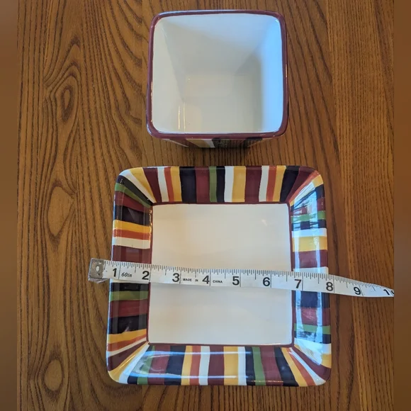 Pampered Chef Striped Serving Bowl and Plate Set - Picture 4 of 6
